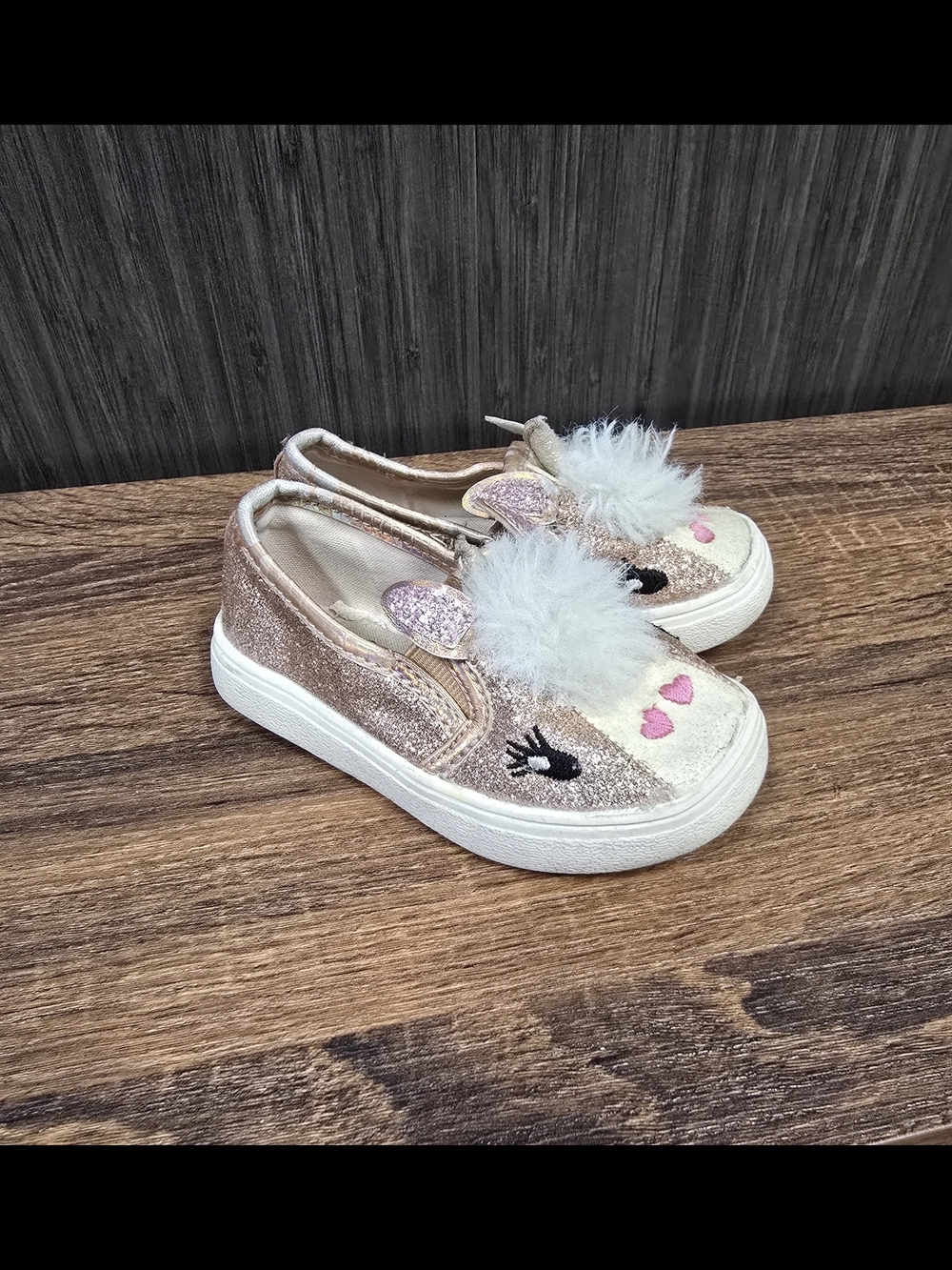BC Footwear Toddler Unicorn Glitter Slip-On Sneakers Girls Size 5